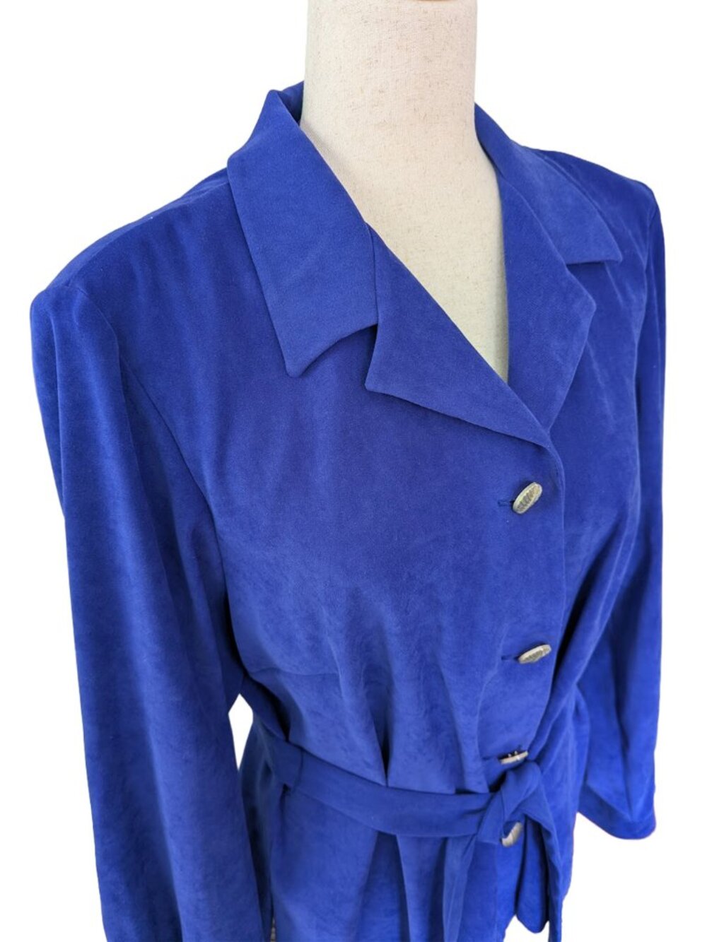 Vintage Leslie Fay Violet Faux Suede Belted Shirt Jacket Shacket